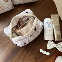 Sac à maquillage et pour téléphone portable avec fermeture éclair, petit sac en forme de bateau, motif animal mignon de dessin animé, rayures verticales matelassées, logo personnalisé