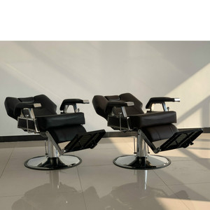 Silla de Barbero HZ8706 Negra y Marrón, Hidráulica, Altura Ajustable, Uso Comercial - Product Image 3