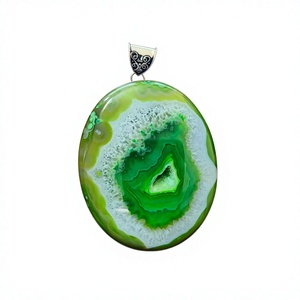 Grand pendentif en pierre précieuse Druzy du Rajasthan, en argent sterling 925 plaqué or/argent, fait main, vintage, bijou de fiançailles, cadeau - Product Image 1