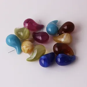 Wholesale Lightweight Clear Blue Purple Green Resin Acrylic Chunky Teardrop Stud Earrings For Women
