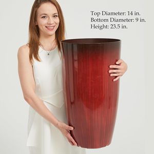 2 PCS <b>Plastic</b> Flower Pots Nordic Elegant Glazed Large Decorative <b>Planters</b> for Indoor - Product Image 4