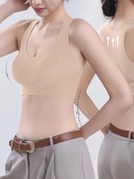 Soutien-gorge sans fil 2026 pour femme, double fermeture avant et arrière, soutien latéral large, confort sans couture, bralette OEM ODM, lingerie grande taille
