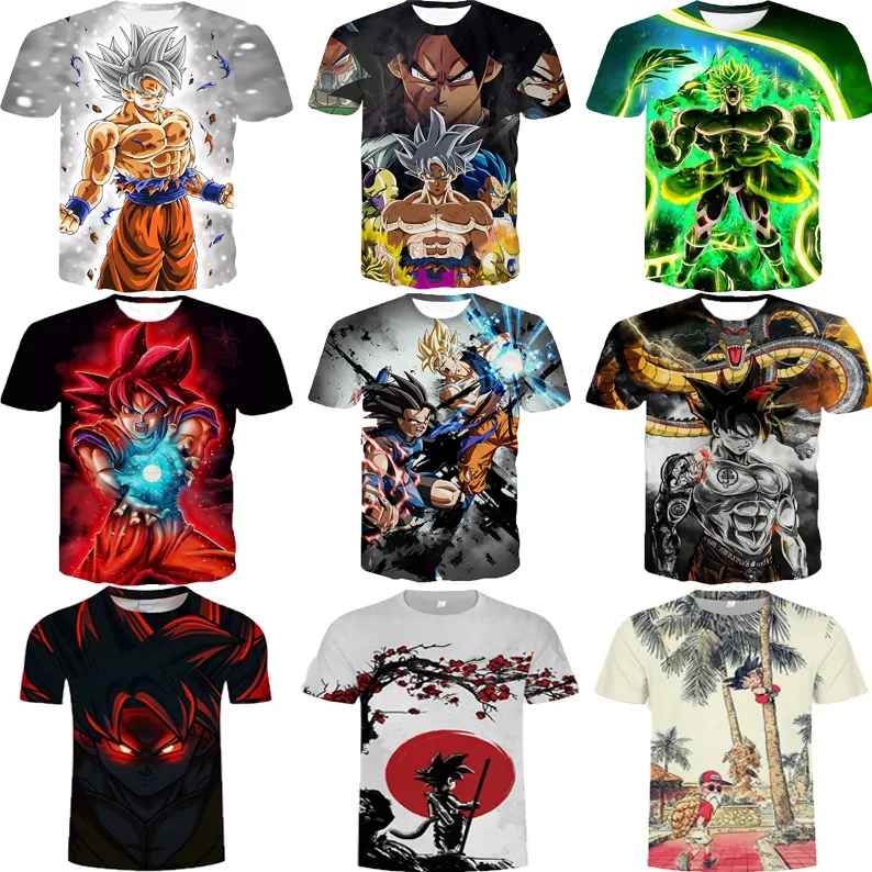 INS Japanese Anime Dragon 3D-gedrucktes Hemd Goku Ball Sommer 3D Digitaldruck T-Shirt von Männern Übergroße All Over Print T-Shirt