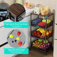 Chariot de rangement rotatif en métal à 2-5 niveaux pour cuisine, avec roulettes, type autoportant, écologique, non pliable, vente en gros