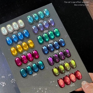 เจลทาเล็บลายตาแมว 12 ราศี สไตล์ฝรั่งเศส สีสันฤดูใบไม้ร่วงและฤดูหนาว ประกายวิบวับด้วยลูกปัดแก้ว สำหรับตกแต่งเล็บในร้านทำเล็บ - Product Image 1
