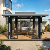 Pergola motorisée en aluminium de style chinois MEIXIN ORLANDO avec bande LED, lames orientables, double vitrage trempé, pour résidences et hôtels