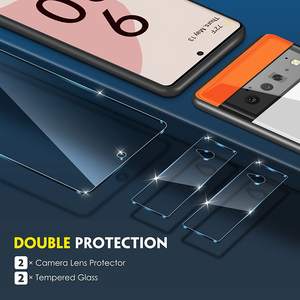 Lot de 2 protections d'écran en verre trempé anti-rayures 2.5D avec 2 protections d'objectif d'appareil photo pour <span class=keywords><strong>Google</strong></span> <span class=keywords><strong>Pixel</strong></span> 6 7 8 9 10 - Product Image 4