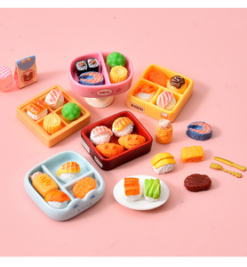 Boîte à bento de simulation de dessin animé, accessoires en résine alimentaire, maison de poupée, rouleau de sushi, <span class=keywords><strong>steak</strong></span>, décoration de table DIY, ornements - Product Image 1