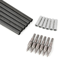 Flèches en carbone pur BTR0-2.5 "3 aubes en plastique blanc, colonne vertébrale 250-400, Offre Spéciale pour le marché mondial du tir à l'arc