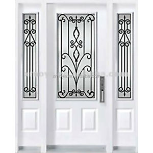 Porta de Entrada Frontal Branca para Vilas, Porta de Segurança Principal em Metal Dupla de Ferro Forjado, Portas de Entrada de Aço para Residências - Product Image 6