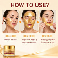 Máscara Facial Peel-Off de Ouro OEM ODM Marca Própria com Peptídeo de Veneno de Cobra, Firmadora, Hidratante, Suavizante de Linhas Finas, Sem Fragrância, Para Todos os Tipos de Pele