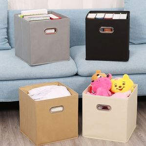 Scatola portaoggetti moderna in tessuto non tessuto con maniglia in plastica, pieghevole, a un solo livello, per uso domestico, per vestiti, giocattoli, libri - Product Image 1