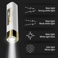 Mini Linterna LED Portátil de Alta Potencia, Recargable, Pequeña, de Bolsillo, con Luz Lateral y Función de Banco de Energía