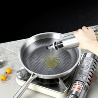 Wajan Penggorengan Stainless Steel Sarang Lebah dengan Dasar Rata dan Gagang Ergonomis untuk Telur, Steak, Set Peralatan Masak