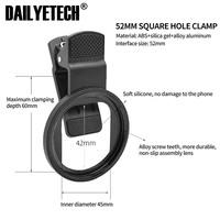 Clip de fixation pour objectif d'appareil photo de téléphone 52 mm, en alliage d'aluminium, filetage pour téléphones mobiles universels, adaptateur d'objectif UV CPL ND, anneau de filtre, support
