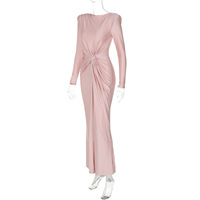 Robe longue à manches longues en 6 couleurs, robe de soirée, robe moulante pour femmes, Vestidos S-XL