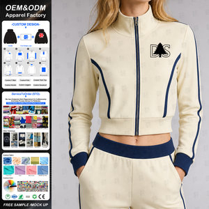 Custom Print Cotton Blend Boxy Crop Top Fit Stand Collar <b>Zip</b> <b>Up</b> Women Classic Outfit Sweatshirt Full-<b>Zip</b> <b>Cropped</b> Hoodie - Product Image 1