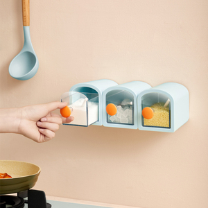 Pot à épices mural <span class=keywords><strong>sans</strong></span> perçage, adhésif, résistant à l'humidité, avec cuillère, <span class=keywords><strong>sans</strong></span> BPA, écologique, grande capacité pour les épices - Product Image 5
