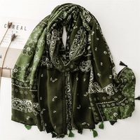 Top vente unisexe épaissi doux coton lin sensation Viscose écharpe indien Pashmina cajou fleur frange voyage châle pour hommes femmes