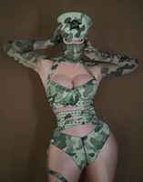 Ensembles de Tenues de Danse Exotique Sexy Imprimé Camouflage pour Spectacle de Club, Scène et Performance – Costumes de Cosplay pour Femmes Strippeuses