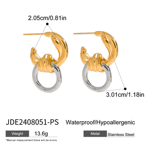 J & D anting-anting baja tahan karat wanita, perhiasan Fashion minimalis baja tahan karat pelat emas 18k - Product Image 5