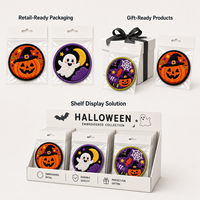Juego de imanes de nevera personalizados de Halloween con insignias de chenilla bordadas, diseño de calabaza y fantasma, para regalos y merchandising minorista