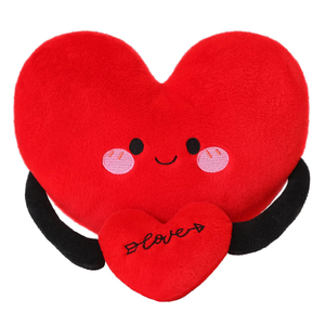 ODM cara bonita almohada de felpa peluda roja abrazando pequeño corazón amor juguete decoración conjunto para novia San Valentín funda de almohada en forma de corazón - Product Image 1