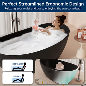 Bañera ovalada independiente de superficie sólida de resina de piedra, estilo Villa de lujo, bañeras de piedra artificial Whirlpool - Product Image 5