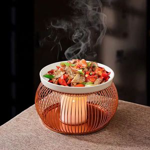 Runder Esstisch Keramik-Servierplatte mit Kerzenwärmer für Restaurant Hotel Künstlerische Atmosphäre Einzigartige Merkmale - Product Image 3