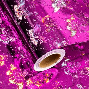 High Quality <b>Holographic</b> Butterfly Pattern Metallized Wrapping <b>Paper</b> Roll Gift Wrap for Valentine Day Birthday Craft DIY - Product Image 5