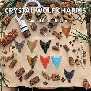 Venta al por mayor cabeza de Lobo colgantes encantos piedra natural tallada cuarzo calaveras para la fabricación de joyas de los niños Estilo clásico - Product Image 2