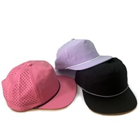 Op maat gemaakte logo unisex geperforeerde 5-delige polyester touw waterdichte golf flatbill ongestructureerde luxe tropische performance sportieve pet