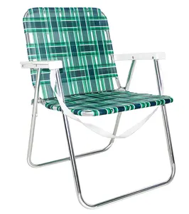 Folding Beach Camping Lawn Web Mesh Patio Chair Lightweight Aluminum with Shoulder PP Strap Fishing Chair Metal Outdoor Carton