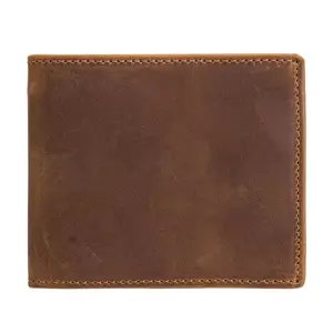 Custom Engraved Logo RFID Blocking Minimalist Slim Wallet Crazy Horse Genuine Leather Wallet Men