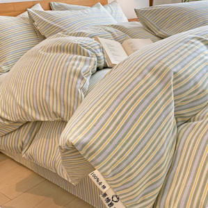 ชุดผ้าปูเตียงผ้าฝ้ายแท้ลายขนแปรงหนา4ชิ้นสำหรับฤดูใบไม้ร่วงฤดูหนาวผ้าปูเตียงให้ความอบอุ่นทรงเรขาคณิตผ้าปูเตียงขนาดคิงไซส์ - Product Image 6