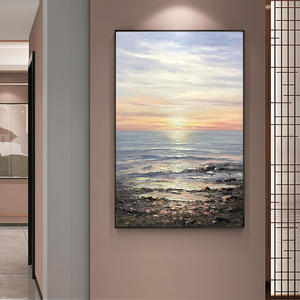 Tableau mural paysager moderne, peinture à l'huile abstraite faite à la main sur <span class=keywords><strong>toile</strong></span>, <span class=keywords><strong>vue</strong></span> sur la mer, personnalisable pour la décoration intérieure - Product Image 2