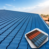 Tuile de toiture en acier revêtu de pierre moderne Golan, durable, résistante aux intempéries, avec revêtement acrylique protecteur pour projets de toiture d'appartements