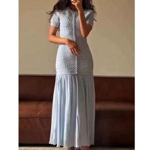 OUDINA Nuovo Set Elegante da <span class=keywords><strong>Donna</strong></span> per Ramadan, Due Pezzi con Cardigan Lavorato a Maglia e Abito con Bretelle, Texture Jacquard 3D <span class=keywords><strong>in</strong></span> Pizzo - Product Image 2