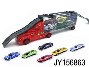 Kids Container Truck <strong>Toys</strong> with 6pcs Alloy Car Metal <strong>Toys</strong> Car Two Side Slide <strong>Trailer</strong> with Diecast Car - Product Image 3