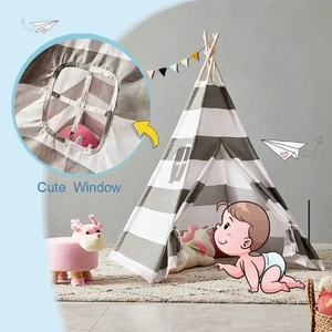 Tienda de campaña tipi plegable de algodón natural para niños, para playa, jardín o juegos infantiles - Product Image 4