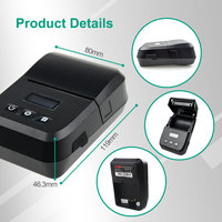 Printer kode batang termal USB Mini, Printer Label seluler dengan ukuran kertas maksimal 58mm