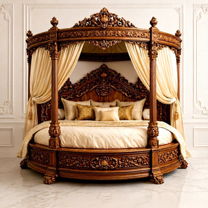 Luxury King Size Round <b>Canopy</b> Bed Emperor's Round <b>Canopy</b> Bed for Princess Luxury Solid Wood Circular <b>Canopy</b> Bed for <b>Master</b> Bed - Product Image 1