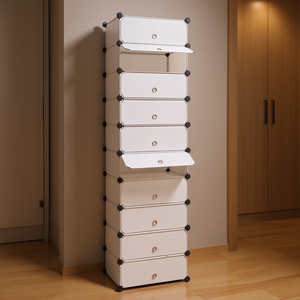 Organizador de Zapatos Blanco Encajable con 10 Compartimentos, Tipo Vertical, Almacenamiento para el Hogar, Diseño Rectangular de Plástico - Product Image 2