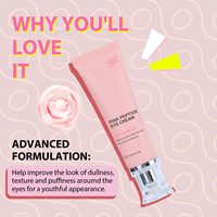 Crema de Ojos con Péptidos Rosados, Crema de Ojos con Péptidos Rosados con Ácido Hialurónico y Niacinamida para Antienvejecimiento, Iluminación y Ojeras