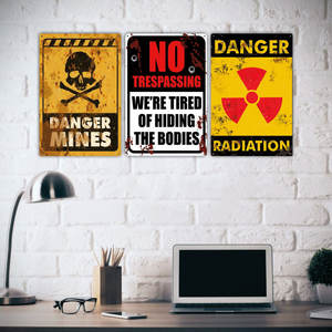 I bambini di cautela giocano a segni di stagno di metallo retrò tenere fuori non disturbare il segno della placca di metallo avvertenza dello squalo che avvisa la caverna dell'uomo - Product Image 6