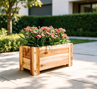 Jardinière rectangulaire en bois de cèdre robuste, facile à assembler, potager surélevé portable pour fleurs, herbes et légumes de patio