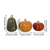 Ensemble de 3 ornements en céramique en forme de citrouille, décoration d'automne pour la maison, décoration de table de salon, décorations de fête d'Halloween