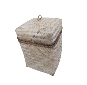 Handcrafted Eco-Friendly Bamboo Square Gift <b>Box</b> <b>with</b> <b>Lid</b> Vintage Home Organization <b>Decorative</b> Storage Woven Basket From Vietnam - Product Image 5