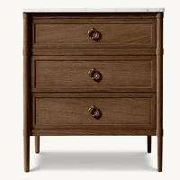 Table de chevet contemporaine de style français à 3 tiroirs, en chêne massif de haute qualité, meuble d'appoint pour chambre à coucher