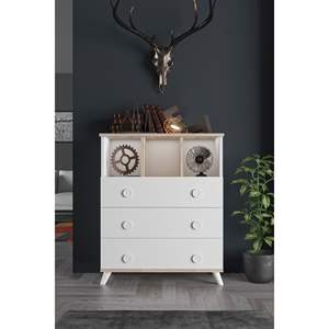 Commode moderne nordique écologique à 3 tiroirs et 3 étagères en métal pour chambre et salon - Product Image 2